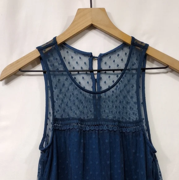 Mi Ami Sleeveless Lace Floral Babydoll Dress Women's S Blue Retro Fairy Y2K - Picture 2 of 8